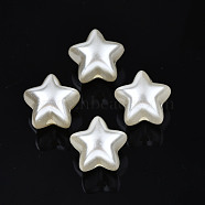 ABS Plastic Imitation Pearl Beads, Star, Creamy White, 16x17x15mm, Hole: 3mm, about 270pcs/500g(OACR-N008-126)