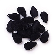 Flocky Acrylic Pendants, teardrop, Black, 28.5x16x7.5mm, Hole: 1.6mm(X-OACR-I001-I06)
