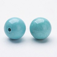 Natural Howlite Beads, Dyed & Heated, Half Drilled, Round, Turquoise, 8~8.5mm, Hole: 1mm(X-G-P212-8mm)