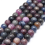 Natural Africa Red Corundum/Ruby and Sapphire Beads Strands, Round, about 49pcs/strand, 8mm, Hole: 1mm, 15.94 inch(40.5cm)(G-D0010-01A-8mm)