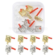 8Pcs 2 Colors Rack Plating Alloy Stud Earring Findings, with 925 Sterling Silver Pins & 20Pcs Plastic Ear Nuts, Platinum & Light Gold, Rectangle, 15.5x11x4mm, Hole: 2mm, Pin: 0.6mm, 4Pcs/color(FIND-YW0003-82C)