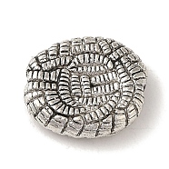 Tibetan Style Alloy Beads, Cadmium Free & Nickel Free & Lead Free, Textured, Oval, Antique Silver, 13.5x12x3.8mm, Hole: 1.5mm(TIBEB-L007-04AS)