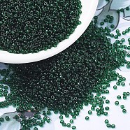 MIYUKI Round Rocailles Beads, Japanese Seed Beads, 11/0, (RR156) Transparent Dark Emerald, 2x1.3mm, Hole: 0.8mm, about 1111pcs/10g(X-SEED-G007-RR0156)