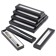 Rectangle Paper Single Pen Gift Box, Pen Storage Case with Visible Window, Black, 17.5x4.4x2.2cm(CON-WH0089-30)