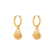 Stainless Steel Shell Shape Dangle Earrings for Women(HK0128-1)