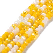 Glass Beads Strands, Faceted, Rondelle, Gold, 6x5mm, Hole: 1mm, about 85~88pcs/strand, 16.1~16.5 inch(41~42cm)(EGLA-A034-M6mm-21)