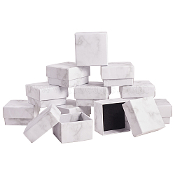 Paper Cardboard Jewelry Ring Boxes, Square, White, 5.2x5.2x3.3cm(X1-CBOX-E012-05A)