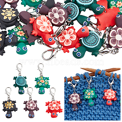 20Pcs Tortoise Handmade Polymer Clay Pendant Stitch Marker, Mixed Color, 4.6cm(HJEW-NB00006)