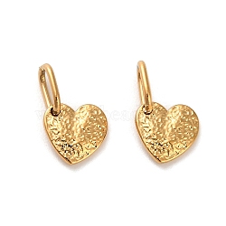 304 Stainless Steel Charms, with Jump Ring, Heart Charm, Ion Plating(IP), Real 14K Gold Plated, 7x7x1mm, Hole: 4.5x2.5mm(STAS-R151-06G)