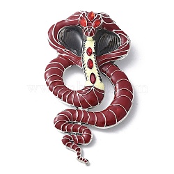 Cobra Enamel Pins, Alloy Rhinestone Brooches for Backpack Clothes, Dark Red, 101x60mm(JEWB-V002-14B)