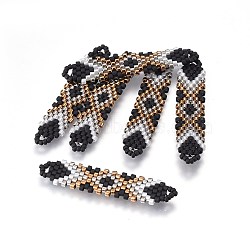 MIYUKI & TOHO Handmade Japanese Seed Beads Links, Loom Pattern, Shuttle Shape, Colorful, 41.5~42.5x8.5~9x1.7mm, Hole: 2mm(SEED-A027-T29)