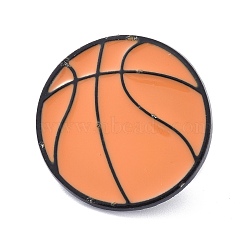 Basketball Alloy Enamel Brooch, Enamel Pin, Sandy Brown, 25x12mm(JEWB-K005-04)