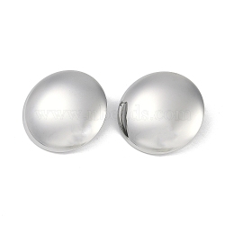 304 Stainless Steel Half Round Stud Earrings, Stainless Steel Color, 34mm(EJEW-Z075-01P)