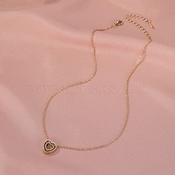 Alloy Crystal Rhinestone Hollow Heart Pendant Necklaces, Light Gold, 18.11 inch(46cm)(FS-WGA30FB-01)