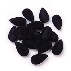 Flocky Acrylic Pendants, teardrop, Black, 28.5x16x7.5mm, Hole: 1.6mm(X-OACR-I001-I06)