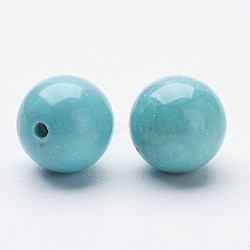 Natural Howlite Beads, Dyed & Heated, Half Drilled, Round, Turquoise, 8~8.5mm, Hole: 1mm(X-G-P212-8mm)