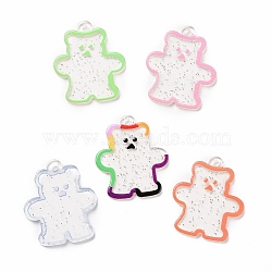 Transparent Acrylic Pendants, Dyed, Bear, Colorful, 31x26.5x2mm, Hole: 2mm(TACR-M003-01)