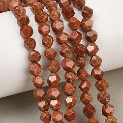 Synthetic Goldstone Beads Strands, Faceted Star Cut Round Beads, 5.5~6x5~6x5~6mm, Hole: 0.9mm, about 62~63pcs/strand, 13.54''~13.86''(34.4~35.2cm)(GG-CBA199E-A01-6mm)