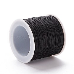 Braided Nylon Thread, DIY Material for Jewelry Making, Black, 0.8mm, 100yards/roll(X-NWIR-K013-A05)