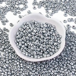 Baking Paint Glass Seed Beads, Silver, 8/0, 3mm, Hole: 1mm, about 10000pcs/bag(SEED-S002-K29)