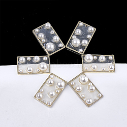 Epoxy Resin Pendants, with ABS Plastic Imitation Pearl and Brass Findings, Rectangle, Light Gold, 30x18x8mm, Hole: 1.6mm(KK-T045-03)