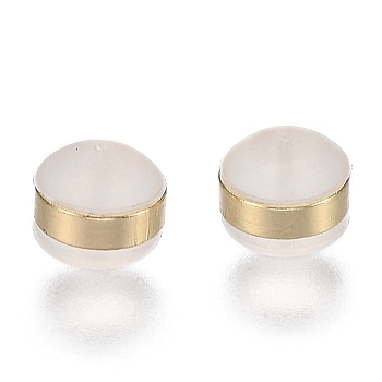Brass Rings Silicone Ear Nuts, Frosted, Earring Backs, Light Gold, 5.7x5.7x4.5mm, Hole: 1mm