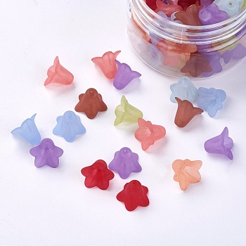 Transparent Acrylic Beads, Frosted, Flower, Mixed Color, 16x12mm, Hole: 1.5mm, about 60~65pcs/box