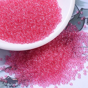 MIYUKI Round Rocailles Beads, Japanese Seed Beads, 11/0, (RR1318) Dyed Transparent Camellia, 11/0, 2x1.3mm, Hole: 0.8mm, about 50000pcs/pound