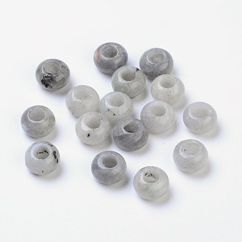 Gemstone European Beads, Import Labradorite, without Core, Large Hole Beads, Rondelle, Gainsboro, 14x8mm, Hole: 5mm