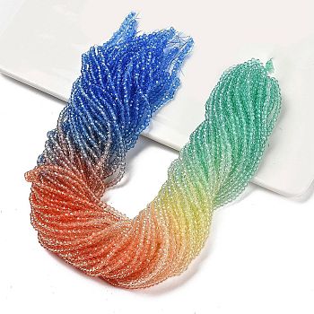 Transparent Painted Glass Beads Strands, Faceted, Rondelle, Colorful, 2.6x2.5mm, Hole: 0.5mm, about 130pcs/strand, 12.99''(33cm)