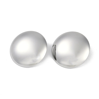 304 Stainless Steel Half Round Stud Earrings, Stainless Steel Color, 34mm