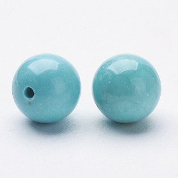 Natural Howlite Beads, Dyed & Heated, Half Drilled, Round, Turquoise, 8~8.5mm, Hole: 1mm