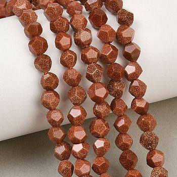 Synthetic Goldstone Beads Strands, Faceted Star Cut Round Beads, 5.5~6x5~6x5~6mm, Hole: 0.9mm, about 62~63pcs/strand, 13.54''~13.86''(34.4~35.2cm)