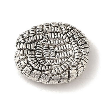 Tibetan Style Alloy Beads, Cadmium Free & Nickel Free & Lead Free, Textured, Oval, Antique Silver, 13.5x12x3.8mm, Hole: 1.5mm