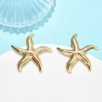 Starfish 201 Stainless Steel Stud Earrings, with 304 Stainless Steel Pins, PVD Vacuum Plating, Long-Lasting Plated, Golden, 33.5x33mm