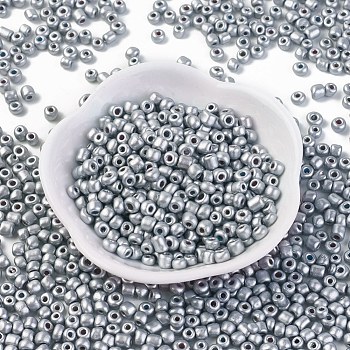 Baking Paint Glass Seed Beads, Silver, 8/0, 3mm, Hole: 1mm, about 10000pcs/bag