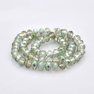 Half Rainbow Plated Faceted Rondelle Glass Beads Strands(GLAA-A024E-HR01)-2