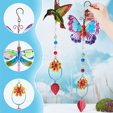 3Pcs 3 Style Iron Hummingbird Butterfly Dragonfly Pendant Decorations(DIY-GA0005-48)-3