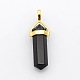 Natural Black Agate Bullet Double Terminated Pointed Pendants(G-P053-G33O)-2