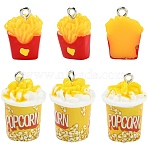 10Pcs 2 Styles Opaque Resin Pendants, Imitation Food Charms with Platinum Iron Loops, French Fries & Popcorn, Mixed Color, 19~26x13~18mm, Hole: 2mm, 5pcs/style(RESI-YW0005-68)