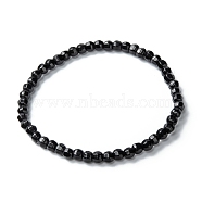 Glass Beads Stretch Bracelets, Faceted, Round, Black, Beads: 4mm, Inner Diameter: 2-1/4 inch(5.6cm)(BJEW-I296-13A)