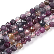 Natural Red Corundum/Ruby and Sapphire Beads Strands, Faceted, Round, 2.5mm, Hole: 0.5mm, about 160pcs/strand, 15.55 inch(39.5cm)(X-G-S361-2.5mm-013)