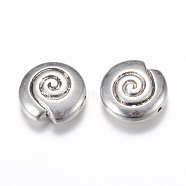 Tibetan Style Alloy Beads, Spiral, Cadmium Free & Nickel Free & Lead Free, Antique Silver, 15x15x6mm, Hole: 1mm, about 220pcs/1000g(TIBE-S299-061AS-NR)