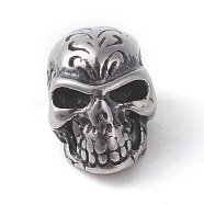 316 Surgical Stainless Steel Beads, Skull, Antique Silver, 6x9.5x5.5mm, Hole: 1.2mm(STAS-G186-26AS)