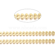 3.28 Feet Brass Handmade Cobs Chains, Link Chains, Long-Lasting Plated, Soldered, Leaf, Real 18K Gold Plated, 7x6.5x0.5mm(X-CHC-G006-05G)
