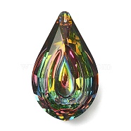 Electroplated K9 Glass Big Pendants, Back Plated, Faceted Teardrop Charms, Colorful, 76x47mm(EGLA-YW0003-01)