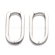 304 Stainless Steel Huggie Hoop Earrings, Oval, Stainless Steel Color, 21.5x12x3mm, Pin: 1mm(STAS-H156-11C-P)