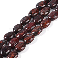 Natural Brecciated Jasper Beads Strands, Flat Oval, 14x10x5mm, Hole: 1mm, about 29pcs/strand, 15.75''(40cm)(G-H029-A01-01)