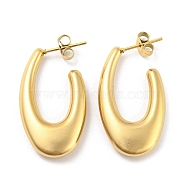 Ion Plating(IP) 304 Stainless Steel Oval Stud Earrings, Half Hoop Earrings for Women, Golden, 30x4.5mm(EJEW-E288-02G)
