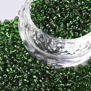12/0 Glass Seed Beads, Silver Lined Round Hole, Round, Lime Green, 2mm, Hole: 1mm, about 6666pcs/100g(X1-SEED-A005-2mm-27)